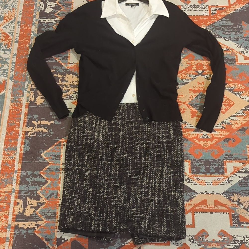 Forever 21 Black Gray Wool Blend Pencil Skirt Sz M